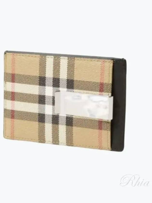 Check Logo Engraved Card Wallet Beige Black - BURBERRY - BALAAN 2