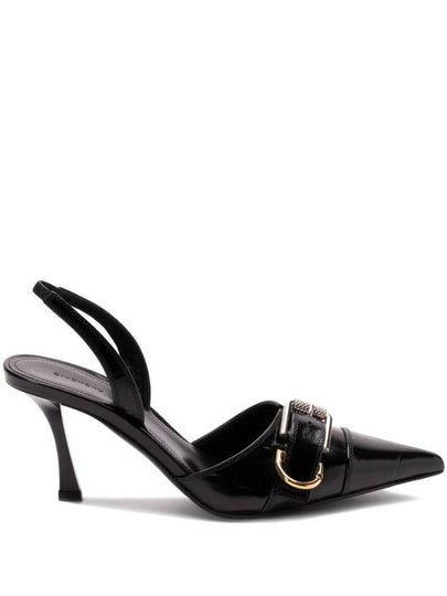 Pooh Crocodile Effect Leather Metal Buckle Strap Slingback Heel Black - GIVENCHY - BALAAN 2