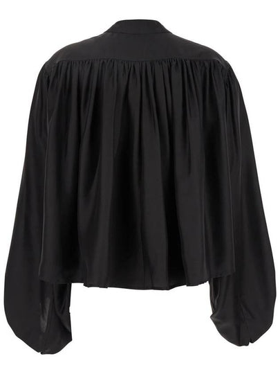 Black Top With Mandarin Collar And Front And Rear Gathers In Silk Woman - ROHE - BALAAN 2