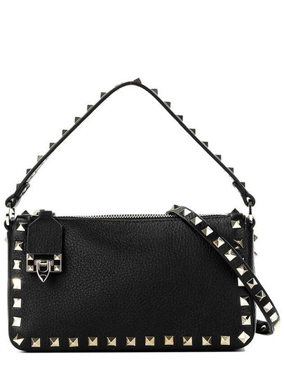 Rockstud Grained Leather Shoulder Bag Black - VALENTINO - BALAAN 2