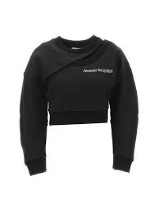 Embroidered Logo Cut-Out Sweatshirt Black - ALEXANDER MCQUEEN - BALAAN 2