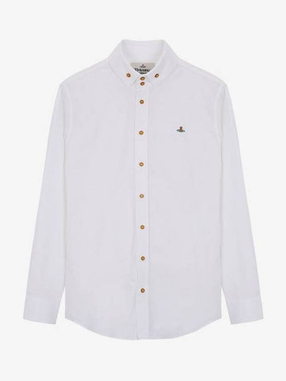 Men's Embroidered ORB Logo Long Sleeve Shirt White - VIVIENNE WESTWOOD - BALAAN 2