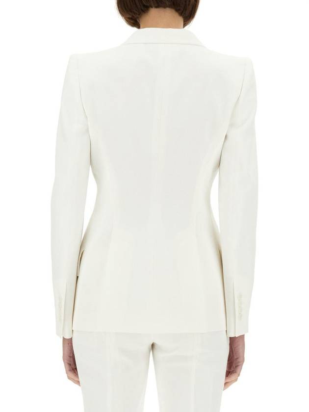 Women's Thin Crepe Single Jacket White - ALEXANDER MCQUEEN - BALAAN 4