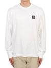 Logo Patch Cotton Jersey Long Sleeve T-Shirt White - STONE ISLAND - BALAAN 2