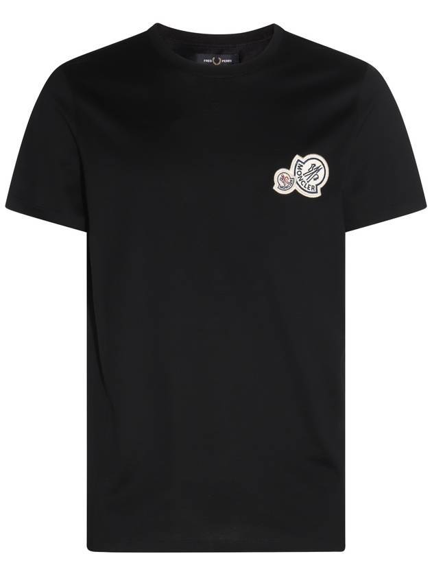 Double Logo Patch Short Sleeve T-shirt Black - MONCLER - BALAAN 1