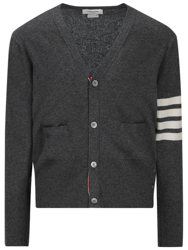 Men's Diagonal Classic Cashmere Cardigan Mid Grey - THOM BROWNE - BALAAN 6