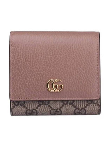 GG Marmont Medium Leather Card Wallet Brown - GUCCI - BALAAN 1