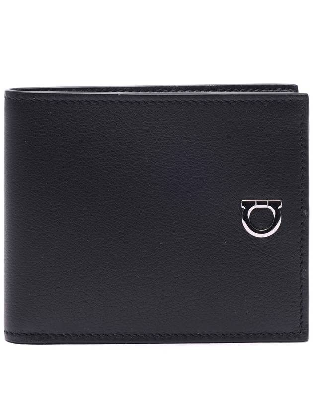 Gancini Logo Half Wallet Black - SALVATORE FERRAGAMO - BALAAN 3