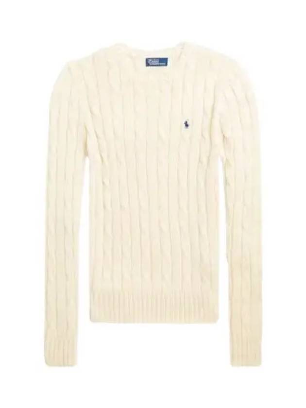 Embroidered Logo Pony Cable Knit Top Cream - POLO RALPH LAUREN - BALAAN 2