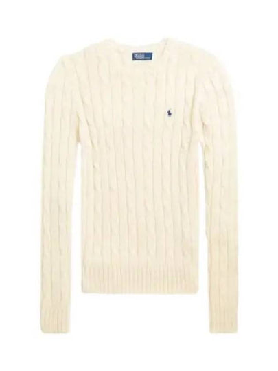 Embroidered Logo Pony Cable Knit Top Cream - POLO RALPH LAUREN - BALAAN 2