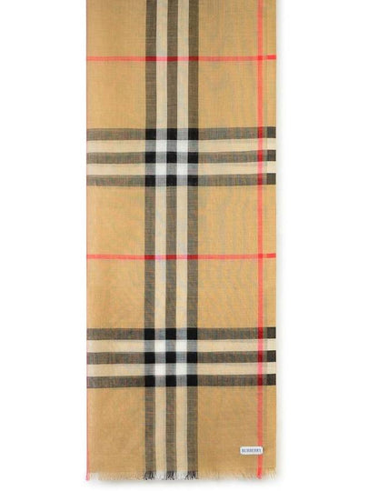 Check Wool Silk Scarf Beige - BURBERRY - BALAAN 2