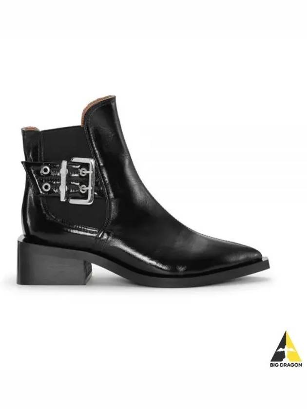 Chunky Buckle Detail Leather Chelsea Boots Black - GANNI - BALAAN 2