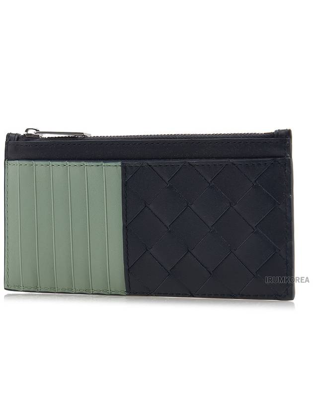 Bottega Veneta Black Green Intrecciato Long Zippered Card Holder - BOTTEGA VENETA - BALAAN 3