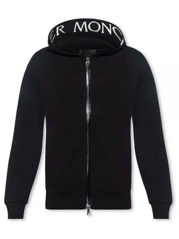 Men's Logo Cotton Fleece Zip Up Hoodie Black - MONCLER - BALAAN 1