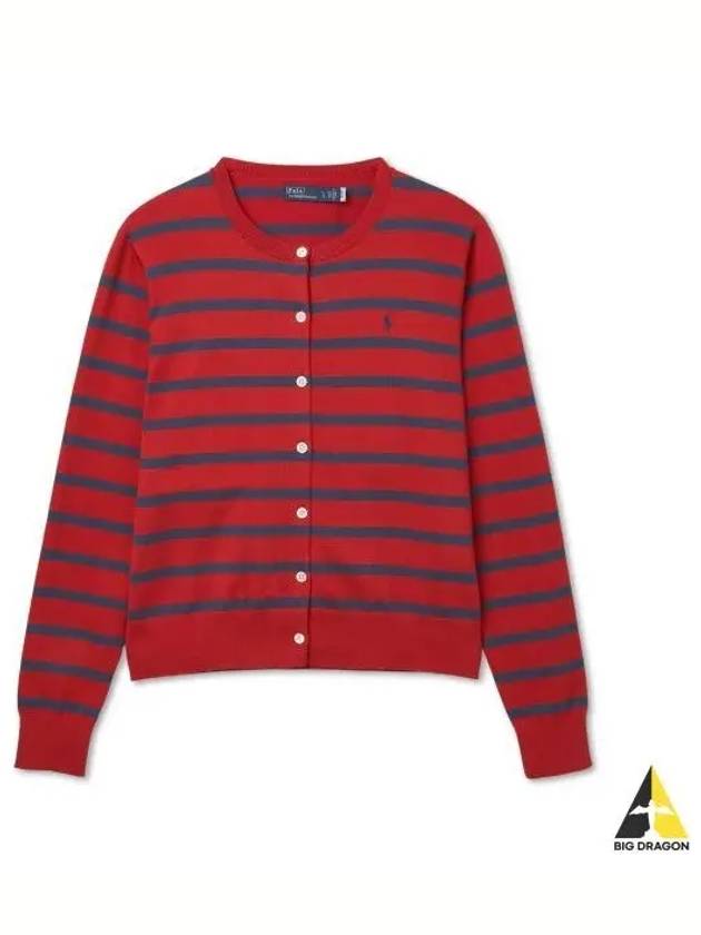 W Striped Cotton Blend Cardigan Red - POLO RALPH LAUREN - BALAAN 1