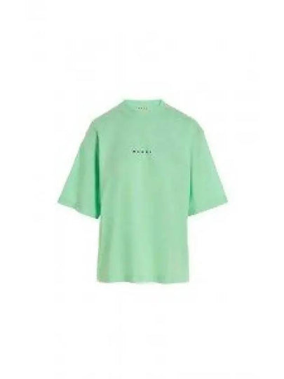 Logo Cotton Short Sleeve T-Shirt Spring Green - MARNI - BALAAN 2