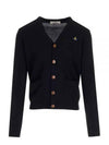 ORB Logo V-Neck Cardigan Black - VIVIENNE WESTWOOD - BALAAN 2