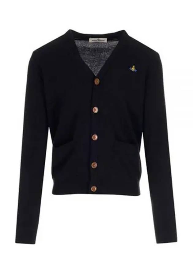 ORB Logo V-Neck Cardigan Black - VIVIENNE WESTWOOD - BALAAN 2