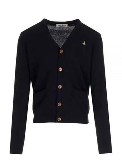 ORB Logo V-Neck Cardigan Black - VIVIENNE WESTWOOD - BALAAN 2