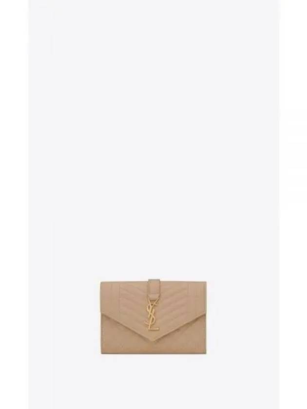 Matelasse Monogram Envelope Small Half Wallet Beige - SAINT LAURENT - BALAAN 2