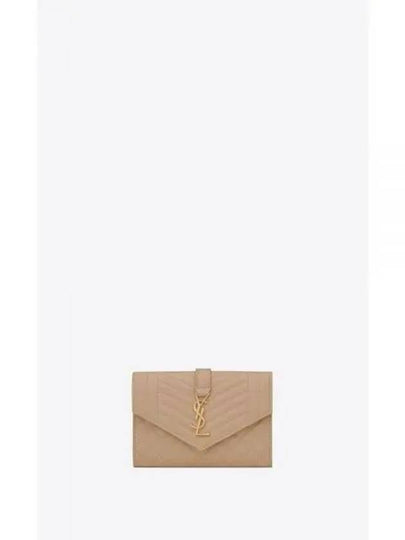 Matelasse Monogram Envelope Small Half Wallet Beige - SAINT LAURENT - BALAAN 2