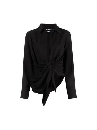 Le Chemise Bahia Tied Sash Shirt Black - JACQUEMUS - BALAAN 2