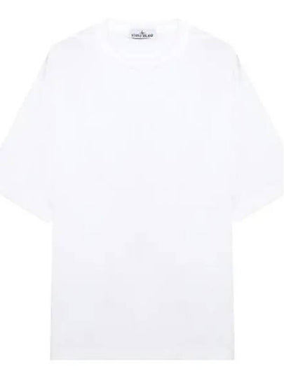 Fissato Effect Compass Embroidery Logo Short Sleeve T-shirt White - STONE ISLAND - BALAAN 2