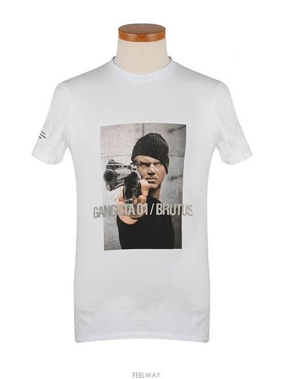 Men's Claudius Gangster Short Sleeve T-Shirt White - NEIL BARRETT - BALAAN 2