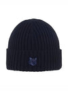 Wool Fox Head Beanie Navy Blue - MAISON KITSUNE - BALAAN 5