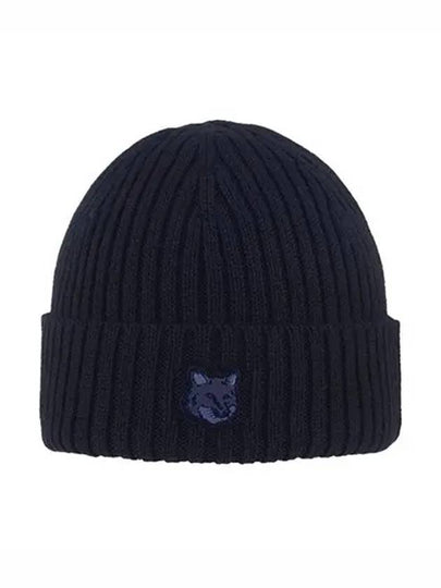 Wool Fox Head Beanie Navy Blue - MAISON KITSUNE - BALAAN 2