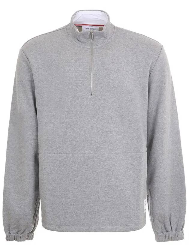 Funnel Neck Half Zip Sweatshirt Grey - THOM BROWNE - BALAAN 3