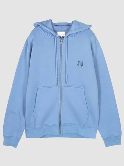 Bold Fox Head Patch Cotton Zip Up Hoodie Blue - MAISON KITSUNE - BALAAN 2