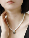 Heart Pearl Toggle Necklace Silver - SOSOO - BALAAN 4