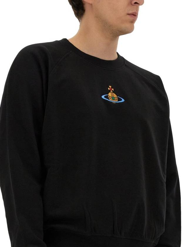 Embroidered Logo Cotton Sweatshirt Black - VIVIENNE WESTWOOD - BALAAN 8