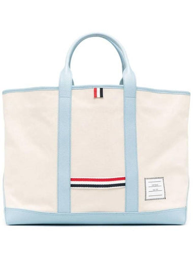 Canvas Leather Medium Tool Tote Bag Ivory - THOM BROWNE - BALAAN 1