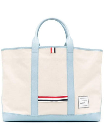 Canvas Leather Medium Tool Tote Bag Ivory - THOM BROWNE - BALAAN 1