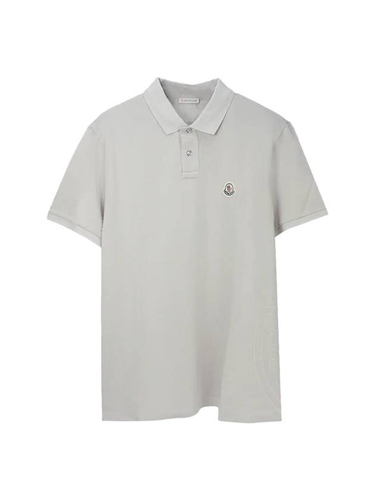 Men's Logo Patch PK Shirt Gray - MONCLER - BALAAN 1