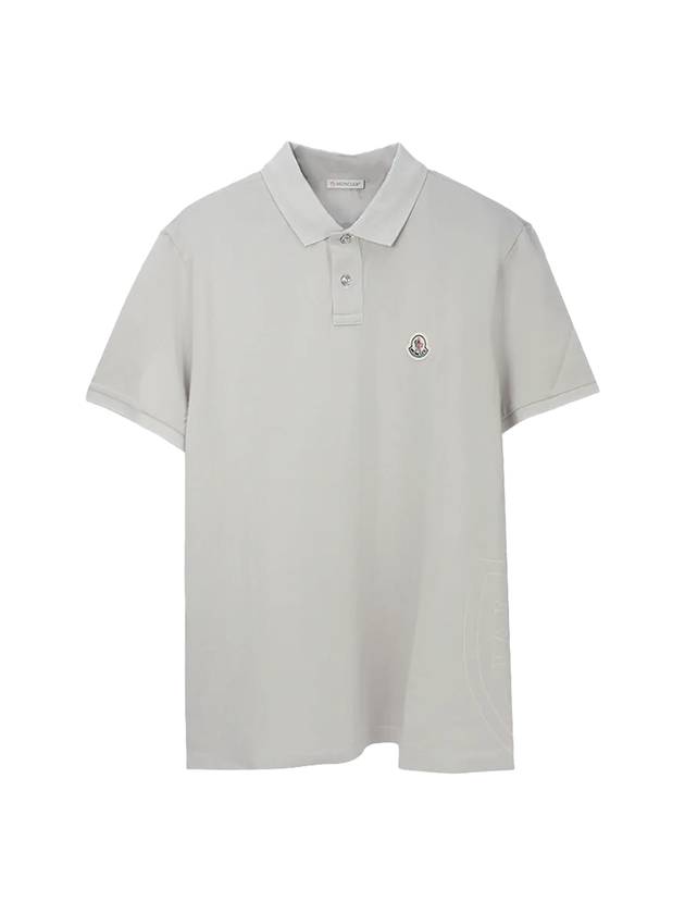 Men's Logo Patch Polo Shirt Grey - MONCLER - BALAAN 1