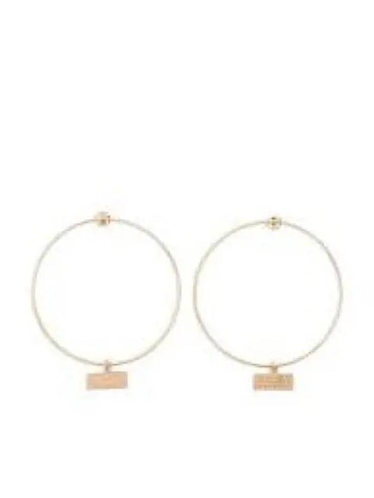 Logo Decorated Push Back Hoop Earrings Gold - MAISON MARGIELA - BALAAN 2