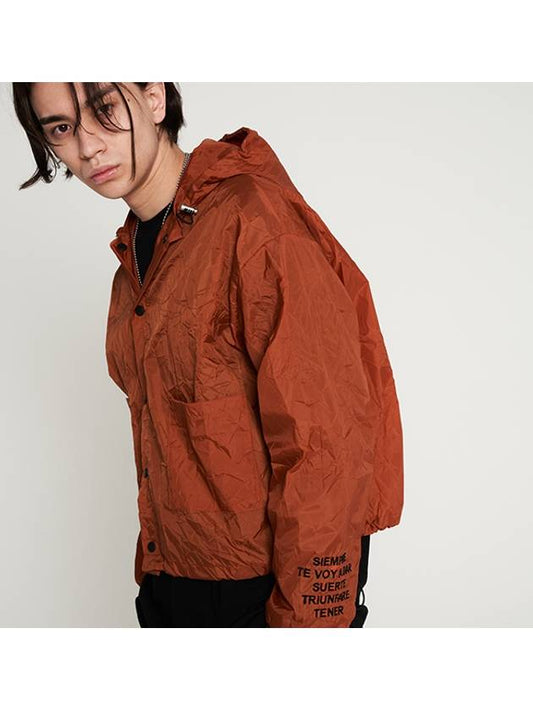 wrinkled cropped string hooded windbreaker orange - TENER - BALAAN 1