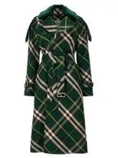 Check Pattern Trench Coat Green - BURBERRY - BALAAN 2