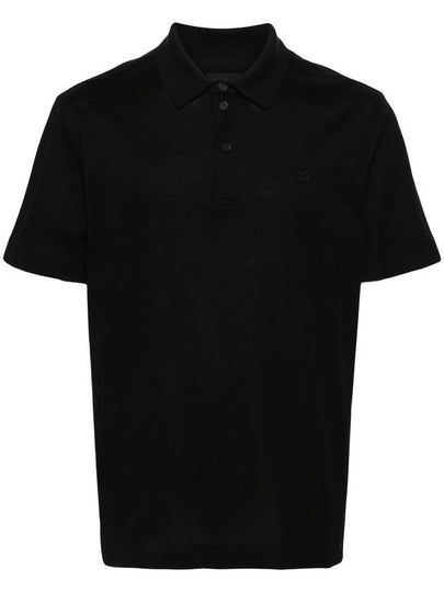 Embroidered Logo Cotton Polo Shirt Black - GIVENCHY - BALAAN 2