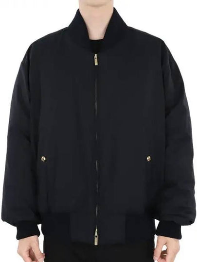 4 Bar Oversized Down Bomber Jacket Navy - THOM BROWNE - BALAAN 2