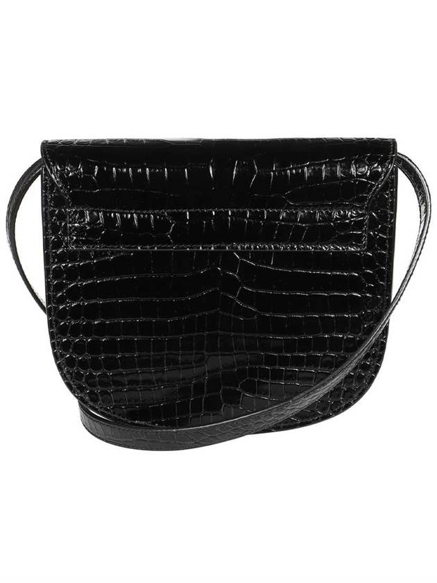 Kaia Shiny Crocodile-Embossed Leather Small Shoulder Bag Black - SAINT LAURENT - BALAAN 3