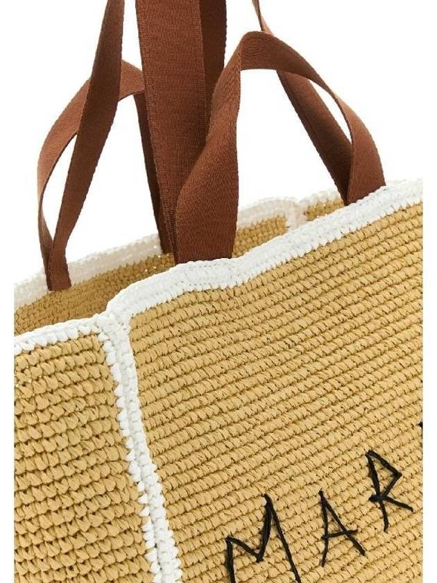 Medium Raffia Shopper Tote Bag Beige - MARNI - BALAAN 5