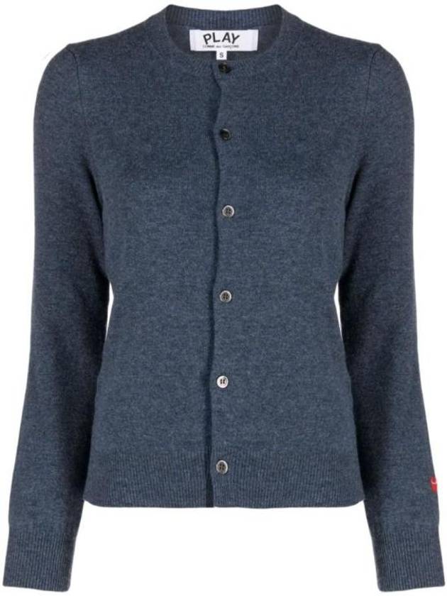 Red Heart Wappen Wool Cardigan Navy - COMME DES GARCONS - BALAAN 2