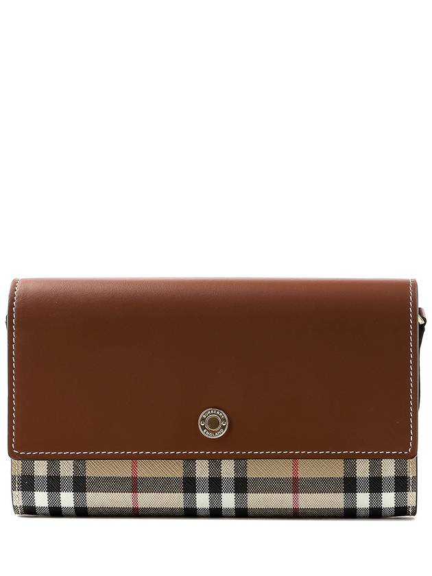 Vintage Check Leather Long Wallet Brown - BURBERRY - BALAAN 2