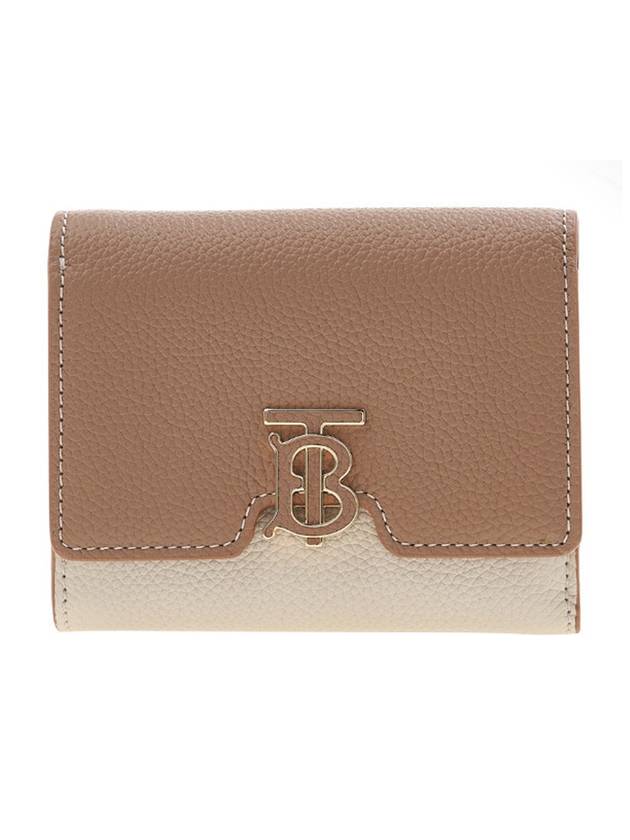 TB Logo Tritone Grainy Leather Half Wallet Brown - BURBERRY - BALAAN 1