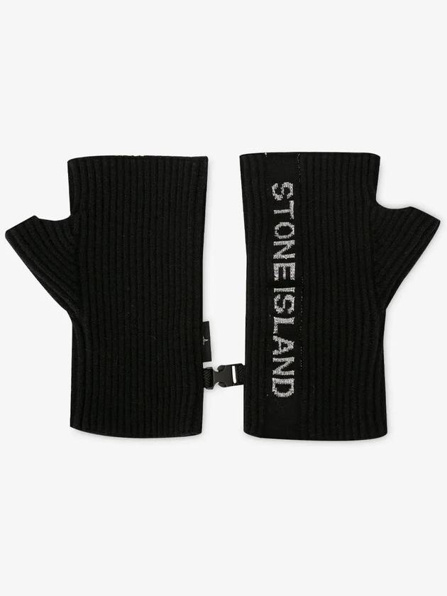 Men's Lettering Logo Black Gloves - STONE ISLAND - BALAAN 3