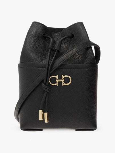 Gancini Mini Bucket Bag Black - SALVATORE FERRAGAMO - BALAAN 2